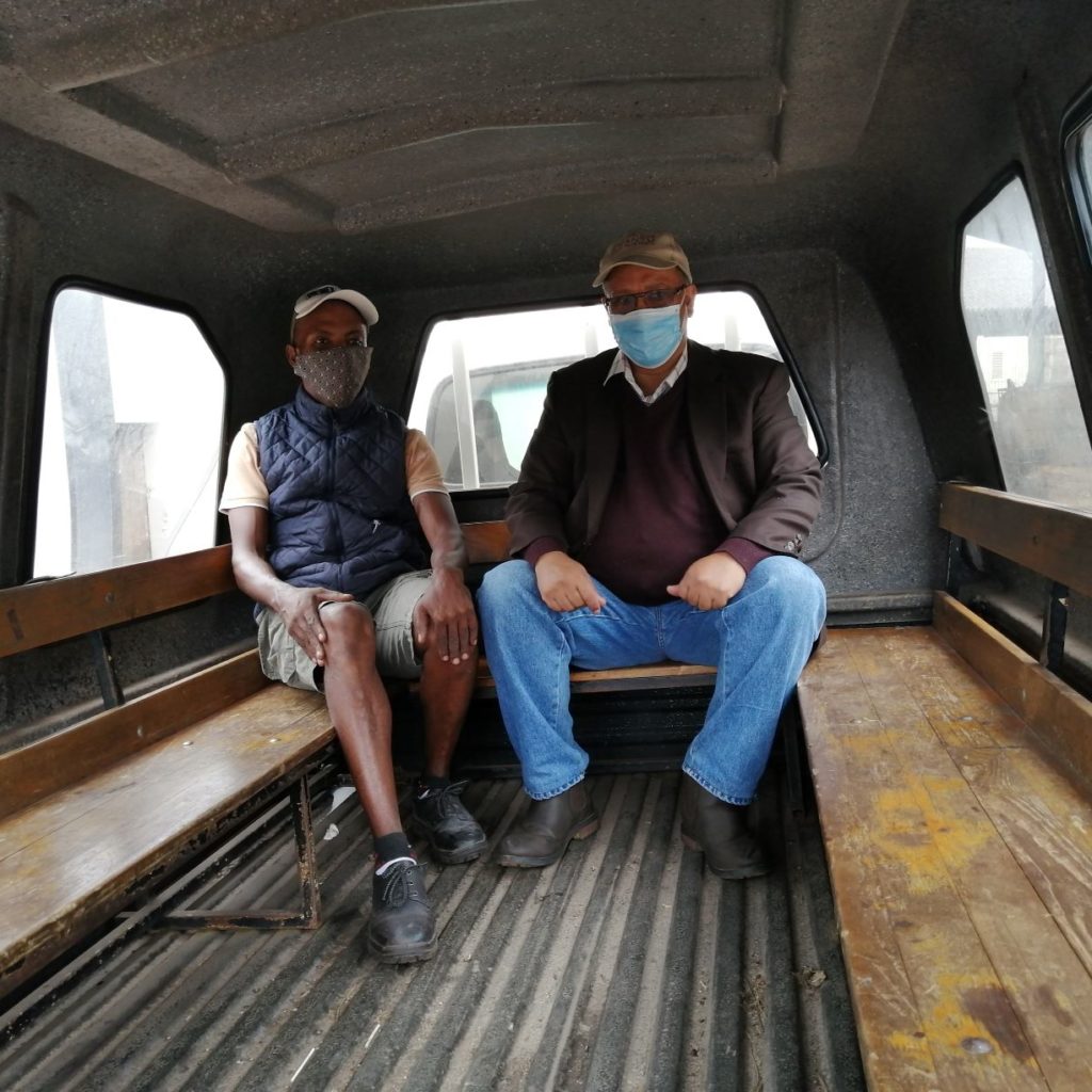 Minister Meyer And Agri Worker,george Hugo Inside The Smaller Vehicle Fitted With Seats On The Applewaite Farm In Elgin