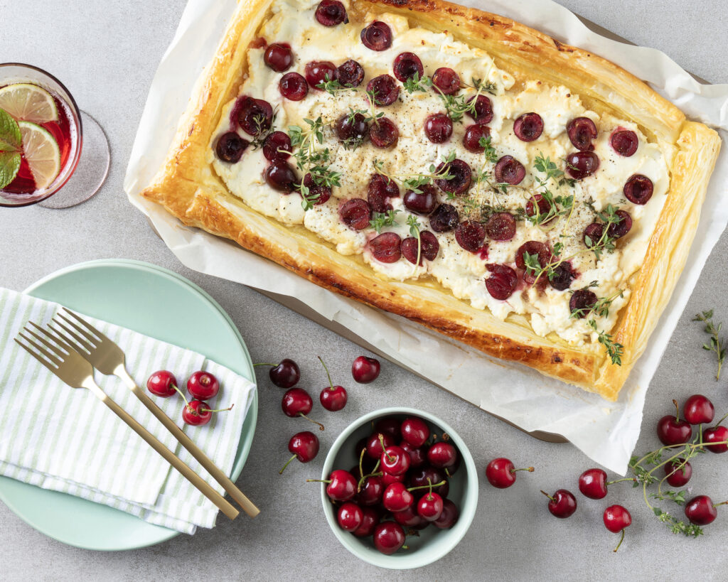 Savoury Goats Cheese Cherry Tart Horizontal